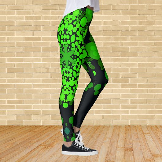 Leggings Dot Mandala Flower vert et noir