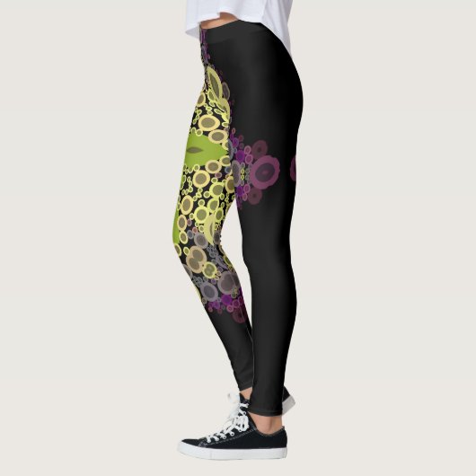 Leggings Dot Mandala Flower vert Jaune et violet (Gauche)
