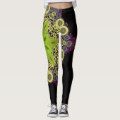 Leggings Dot Mandala Flower vert Jaune et violet (Devant)