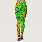 Leggings Dot Mandala Flower vert orange et jaune (Dos)