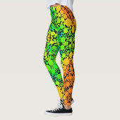 Leggings Dot Mandala Flower vert orange et jaune (Gauche)
