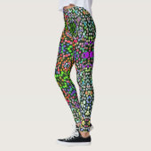 Leggings Dot Mandala Flower vert violet et orange (Gauche)