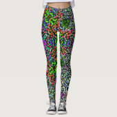 Leggings Dot Mandala Flower vert violet et orange (Devant)