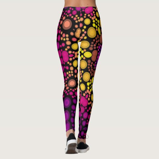Leggings Dot Mandala Flower violet et jaune (Dos)