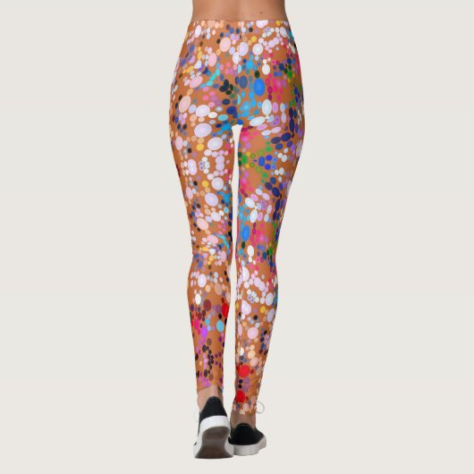 Leggings Dot Mandala Orange Bleu rose et blanc (Dos)