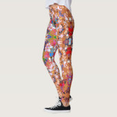 Leggings Dot Mandala Orange Bleu rose et blanc (Gauche)