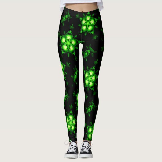 Leggings double étoile verte noire sorcière (Devant)