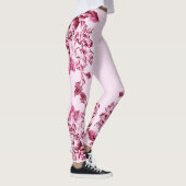 Leggings Double Hibiscus  Pink on Black  (Droite)