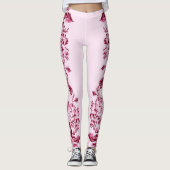 Leggings Double Hibiscus Rose sur fond rose clair (Devant)