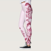 Leggings Double Hibiscus Rose sur Noir (Gauche)
