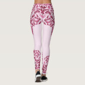 Leggings Double Hibiscus Rose sur Noir (Dos)