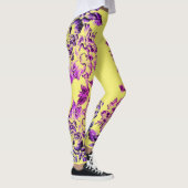 Leggings Double Hibiscus Violet sur Jaune Varié (Droite)