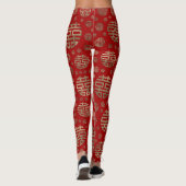 Leggings Double motif de symbole de bonheur - or sur le (Dos)
