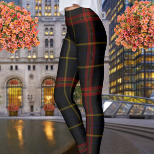 Leggings Double Noir Rouge Jaune Géant Tartan Plaid