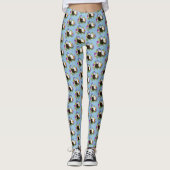 Leggings Douce Paire de Furets Floraux Bleus Fantaisistes (Devant)
