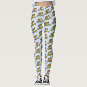 Leggings Doux loris lent heureux sur une branche de dessin