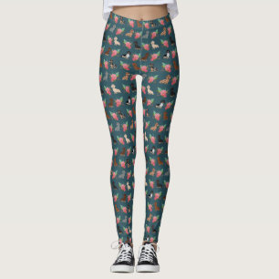 Leggings Doxie Légumineuses florales - flûtes de dachshun