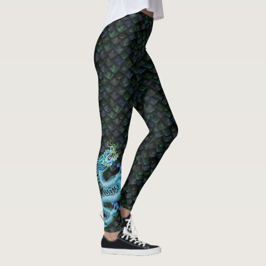 Leggings Dragon bleu de guêtres de bateau de dragon petit (Droite)