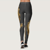 Leggings Dragon Chinois Doré Art | Créature Mythique Fantas (Dos)