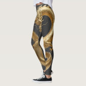 Leggings Dragon Chinois Doré Art | Créature Mythique Fantas (Gauche)