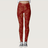 Leggings Dragon Chinois Or et Rouge (Devant)