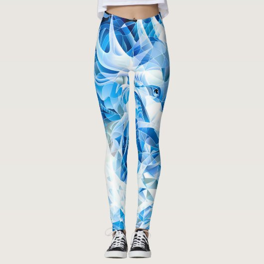 Leggings Dragon de Mosaïque Ciel Bleu (Devant)