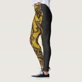 Leggings Dragon de noeud celtique doré Hound sur noir (Gauche)
