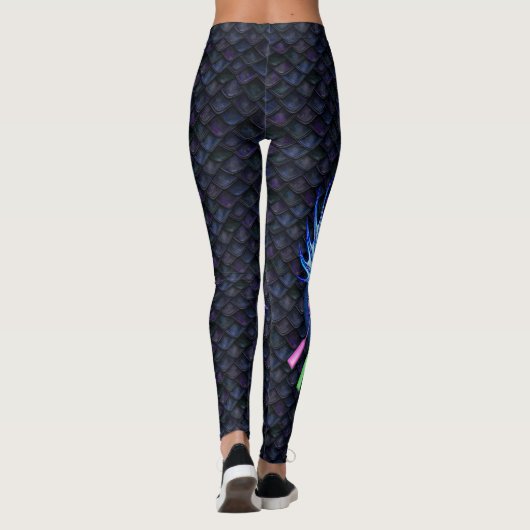 Leggings Dragon d'eau aux échelles de dragon bleu (Dos)