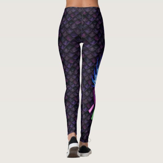 Leggings Dragon d'eau aux échelles roses (Dos)