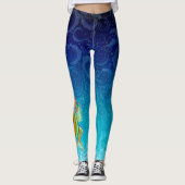 Leggings Dragon d'eau verte et d'or aux pagaies (Devant)