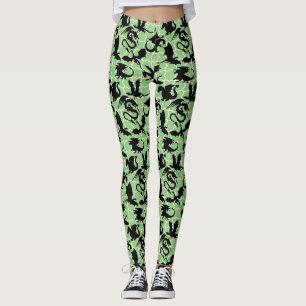 Leggings Dragon motif 01.wx4x4.bleu LGreen BG