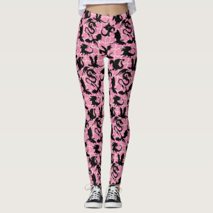Leggings Dragon motif 01.wx4x4.bleu Pink BG