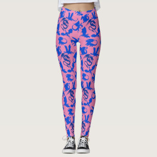 Leggings Dragon motif 02 blue.bwx4 Pink BG