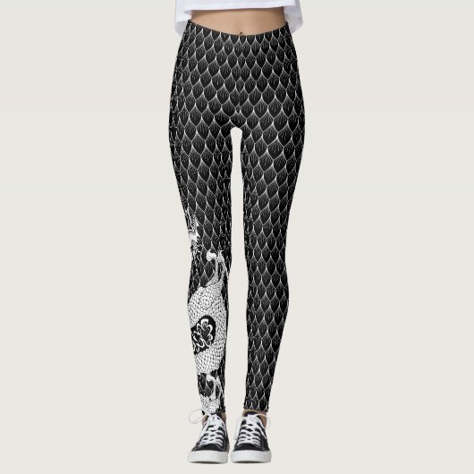 Leggings Dragon noir et blanc (Devant)