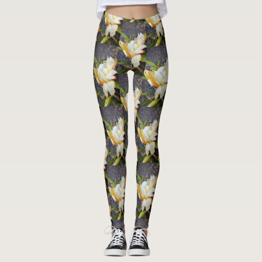 LEGGINGS DRAGON POLYNÉSIEN CACTUS BLOC DE NUIT (Devant)