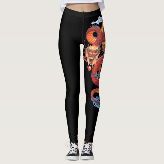Leggings Dragon rouge de Chinois de perle (Devant)