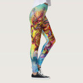 Leggings DRAGON SEA en Imaginaire bleu or jaune rose (Droite)