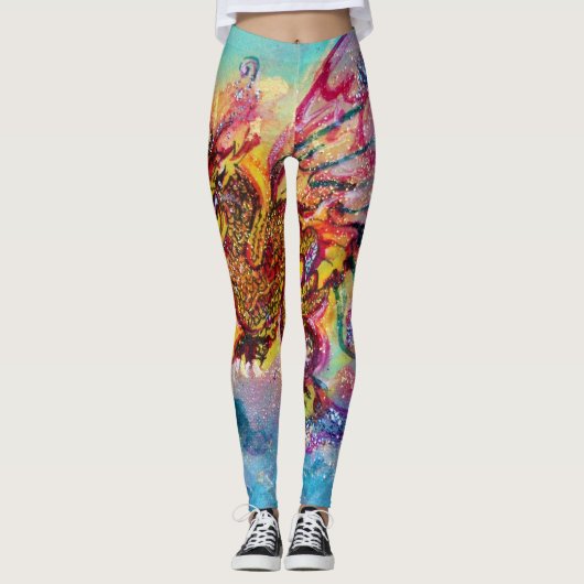 Leggings DRAGON SEA en Imaginaire bleu or jaune rose (Devant)