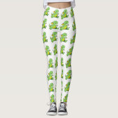 Leggings Dragon vert de bande dessinée marchant sur ses (Devant)