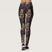 Leggings Dragon Vert Et Fleurs (Dos)