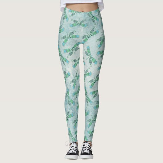 Leggings Dragonflies Boho en bleu (Devant)