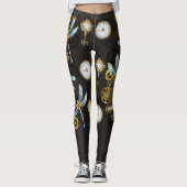 Leggings Dragonflies de Steampunk sur arrière - plan rayé b (Devant)