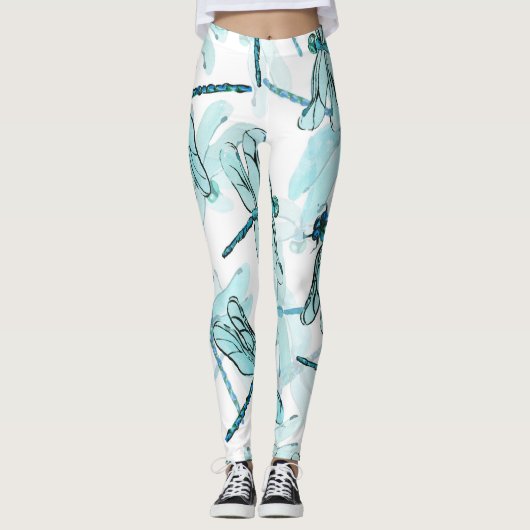 Leggings Dragonflies élégantes : Aquarelle (Devant)