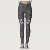 Leggings Dragonflies roses, grises, en verre avec étoiles (Devant)