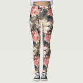 Leggings Dragonfly and Light Rose Lotus Design (Devant)