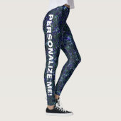 Leggings Dragon's Deep Blue Parties scintillant CUSTOM TEXT (Droite)
