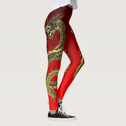 Leggings Dragons d'or noir Dégradé rouge (Droite)