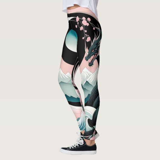 Leggings Dragons Floral Mountain Rose Sage Turquoise (Gauche)
