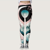Leggings Dragons Floral Mountain Rose Sage Turquoise (Devant)