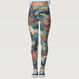 Leggings Dragons jumeaux japonais Tattoo Art